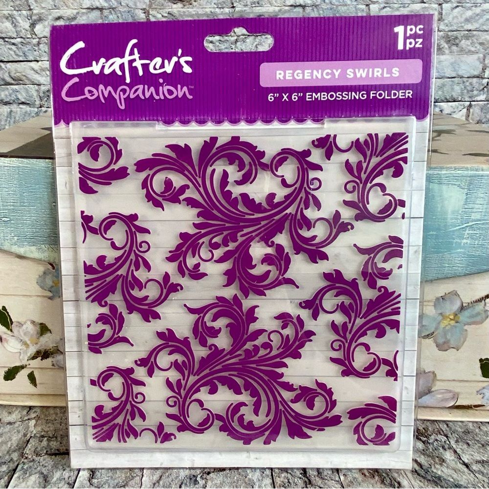 Crafters Companion NWT 6" x 6" Embossing Folder Regency Swirls Design 1 Piece